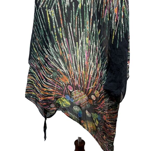Cocoon House Silk Wearable Art Women's Large / XL Abstract Floral Fireworks - Picture 5 of 11